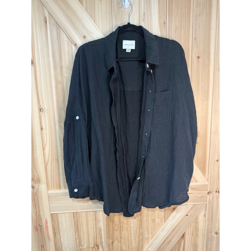 American Eagle Black Oversized Button Up- Medium